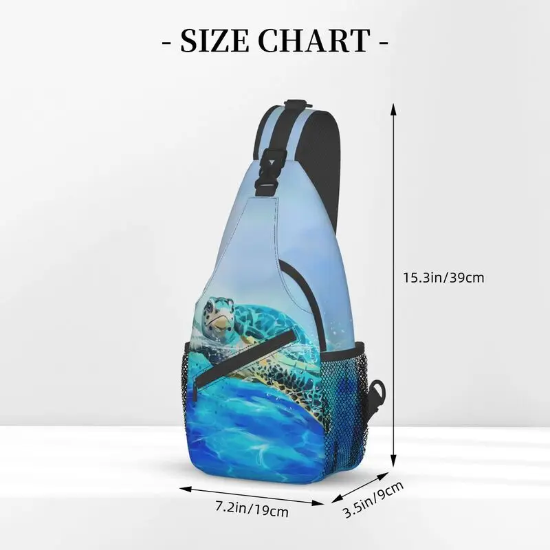 Mochila de hombro con estampado de tortuga marina para hombre, bolso de pecho cruzado informal con estampado de acuarela, Animal oceánico, para viajar