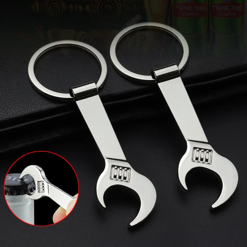 1pc Portable Keychain Bottle Opener, Metal Material, Wrench Shape