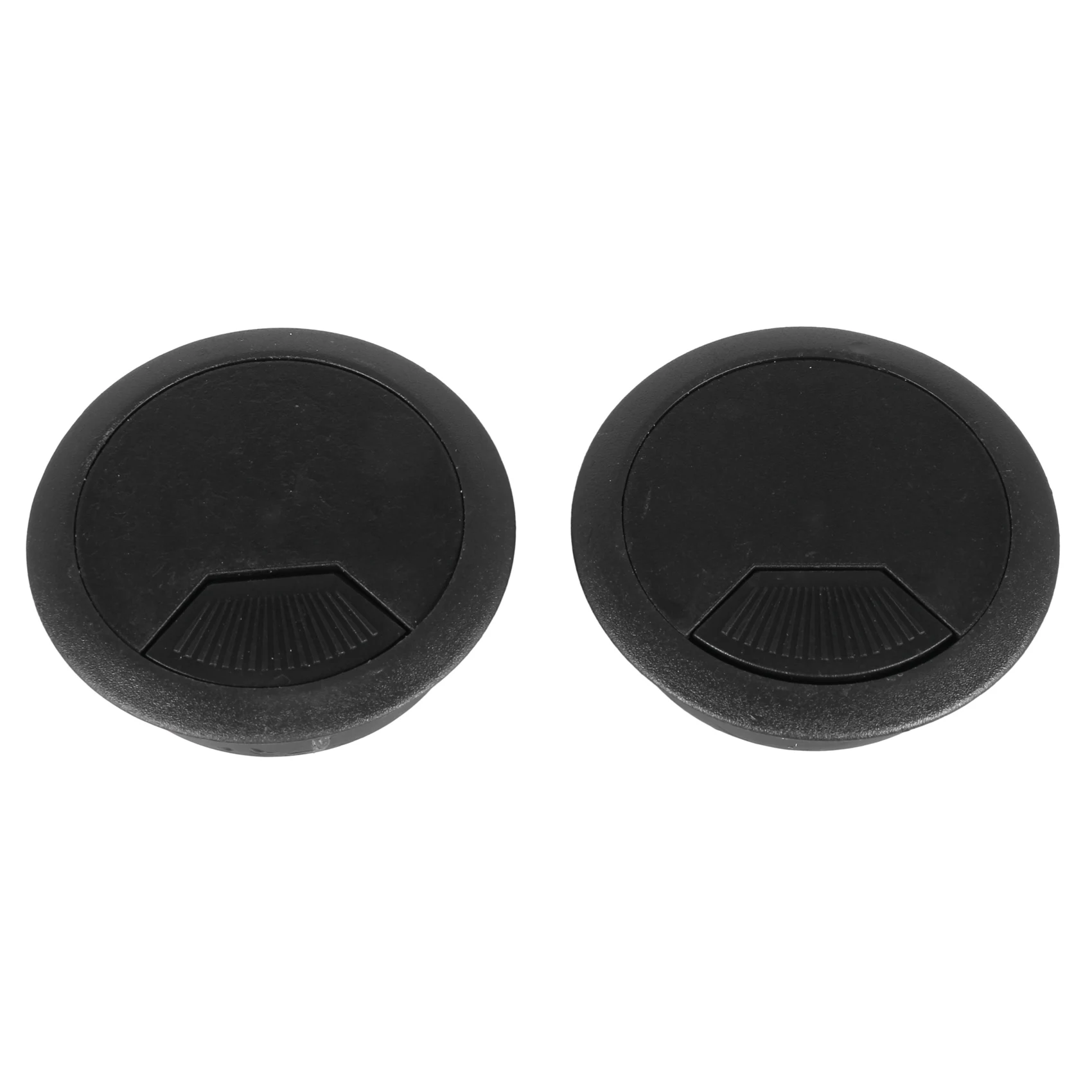 5 Pcs Black 70mm Dia Round Plastic Cable Hole Covers for Computer