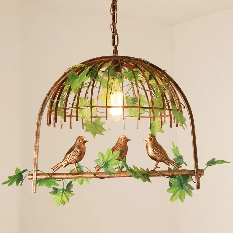 Retro Industrial Style Bird Cage Pendant Light Restaurant Garden Bar Decorative Light Cast Iron E27 Light