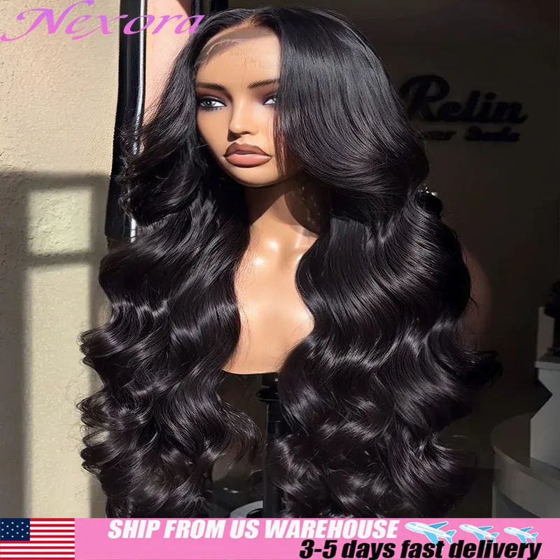 

Черный парик 1B с эффектом Body Wave, 200% плотность, из натуральных волос, 40 дюймов, 13x6, с HD-кружевной передней частью, с отбеленными узлами