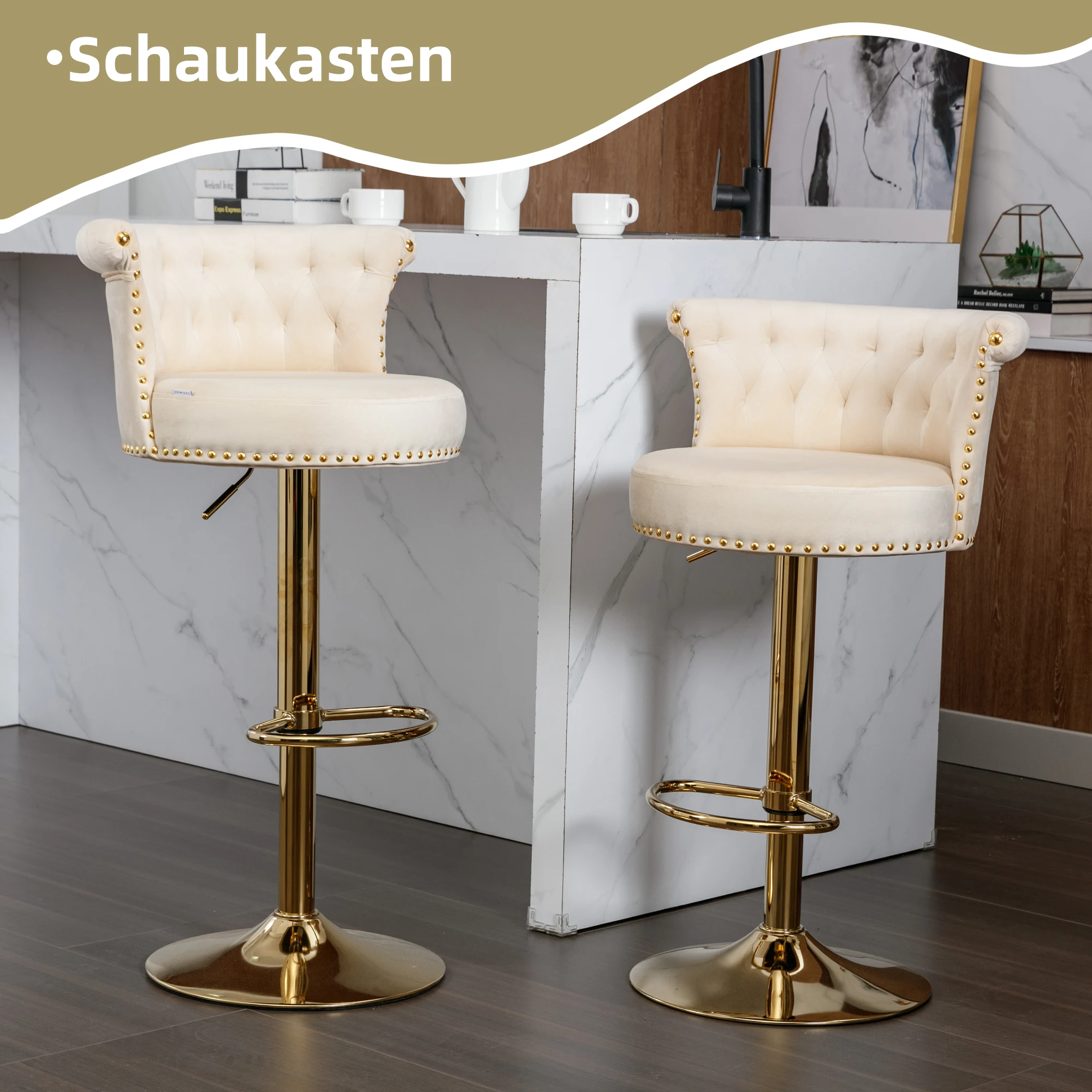 2PC/SET Drehbare Barhocker – verstellbar, Fußstütze, Höhenstühle für Küche, Esszimmer, Büro,
