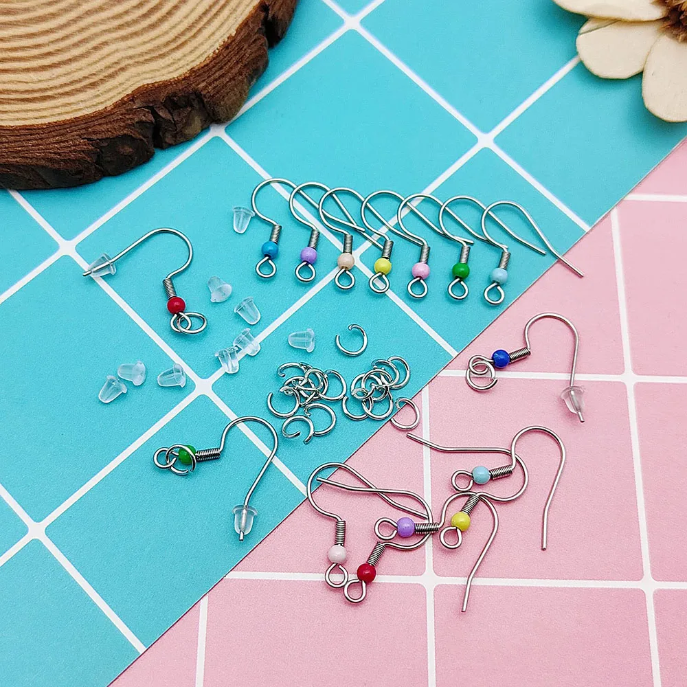 300pcs Earring Hooks for Jewelry Making Stainless Steel Ear Wires Hypoallergenic Fish Hooks Colorful French Earring Hook
