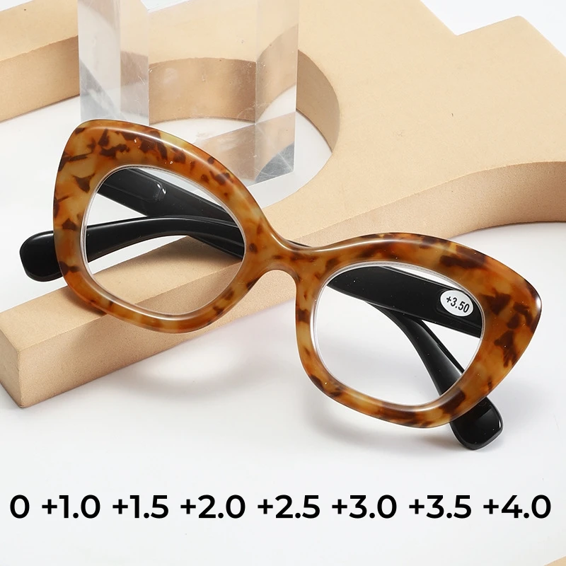 

Fashionable Leopard Anti Blue Light Far Sight Glasses Personalized Elderly Reading Glasses Trendy Cat's Eye Presbyopia Glasses