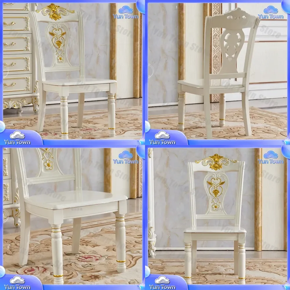 European Solid Wood Dining Chair for Restaurant Hotel Home Use Ivory White Wooden Chair Easy to Clean All Solid Wood Chair
