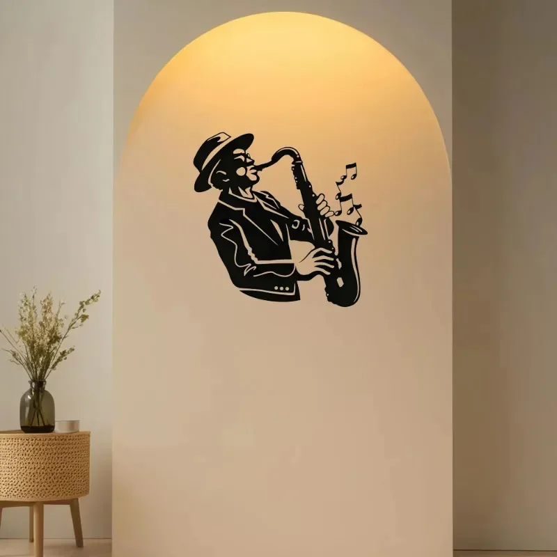 1pc Metal Wall Art Bass Player, suitable for interior decoration, ideal housewarming, festival, birthday gift room decoration