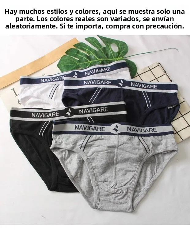 Ropa interior de algodón de alta elasticidad para hombre, pantalones triangulares de cintura baja, calzoncillos cómodos y tra...