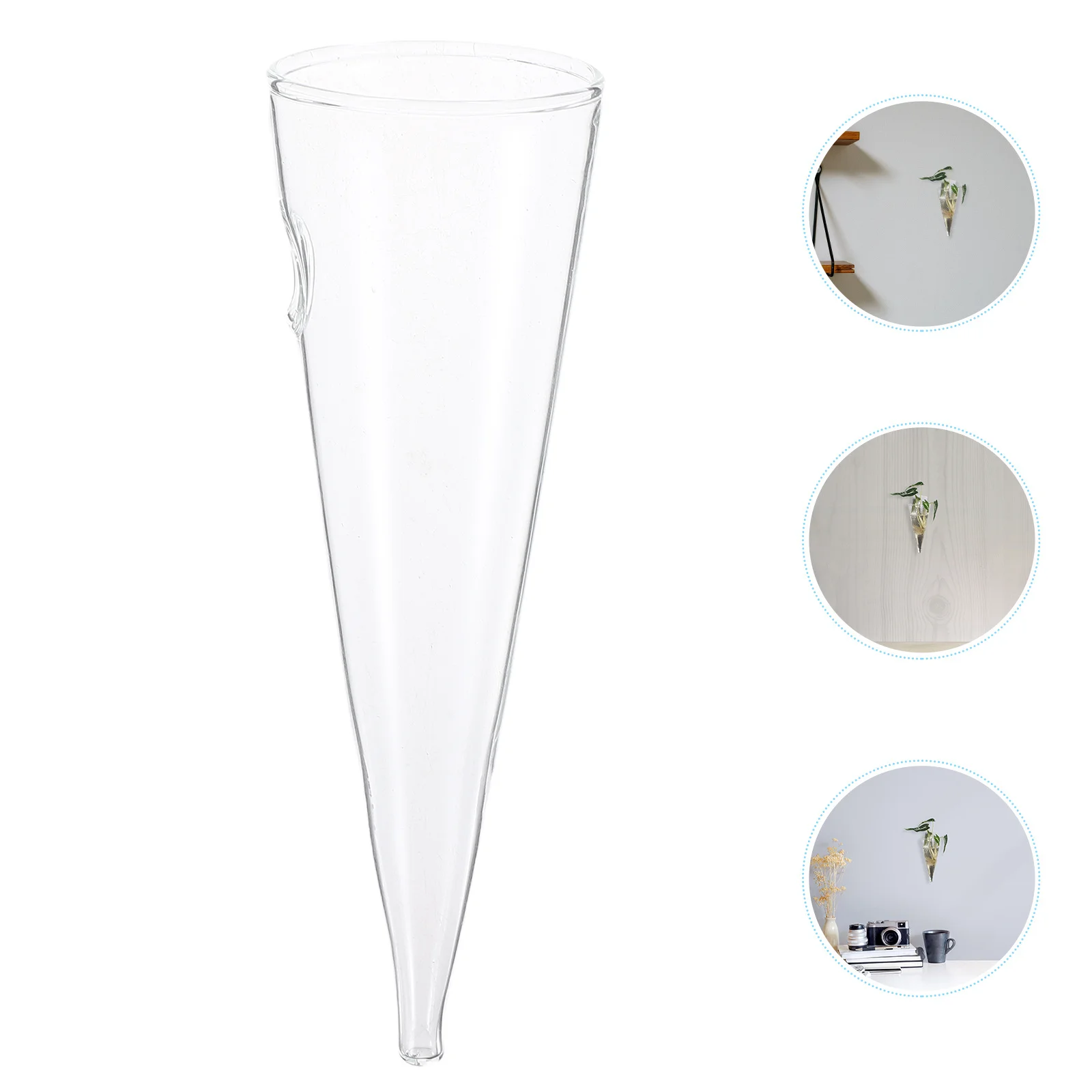 

2Pcs Wall Hanging Hydroponic Vase Clear Glass Bottle Cone Shape Planter Home Decor Flower Holder Indoor Decoration