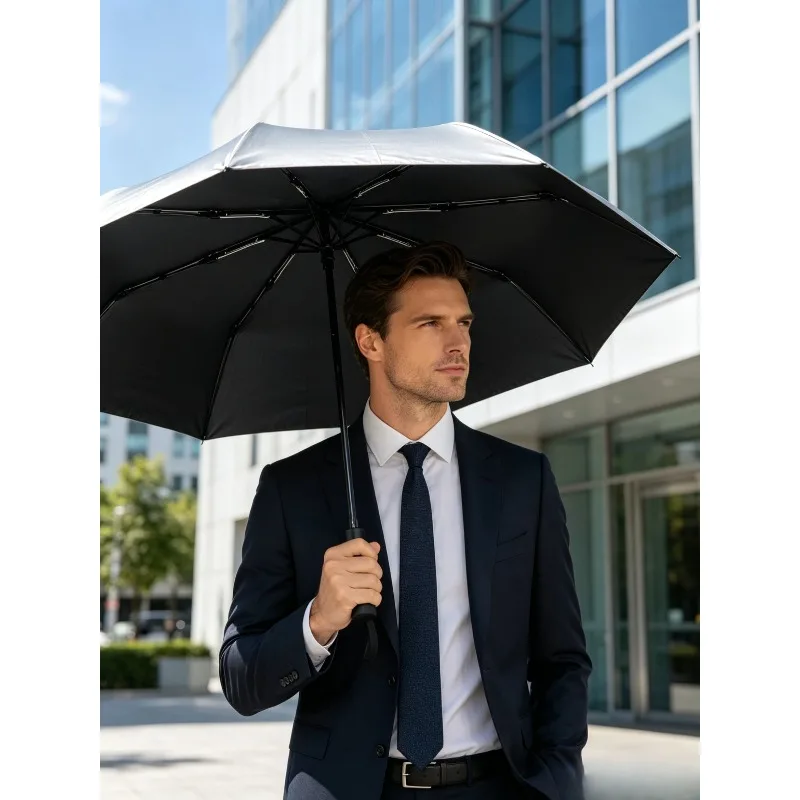 Automatic Titanium Silver Sun Umbrella UV Protection Dual Use Rain And Sun Umbrella