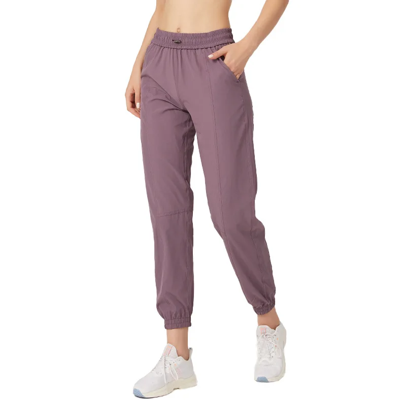 Women Running Sweatpants Drawstring Track Pants Female Workout Sport Joggers with Pockets Loose Yoga Trousers