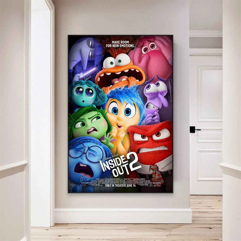 Newest Disney Movie Inside Out 2 Graffiti Poster Cartoon Funny Canvas Painting Prints Nursery Motivational Wall Art Decoration