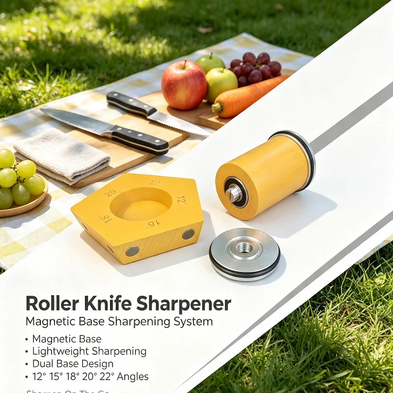 Practical Kitchen Roller Sharpener Fixed 12°15°18°20°22° Diamond Agate Stone Stable Quick Blade Sharpening Polishing
