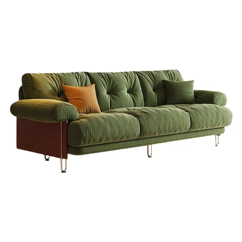 A*-Lazy antique log cat scratching cloth sofa living room small apartment French retro cream chenille fabric sofa