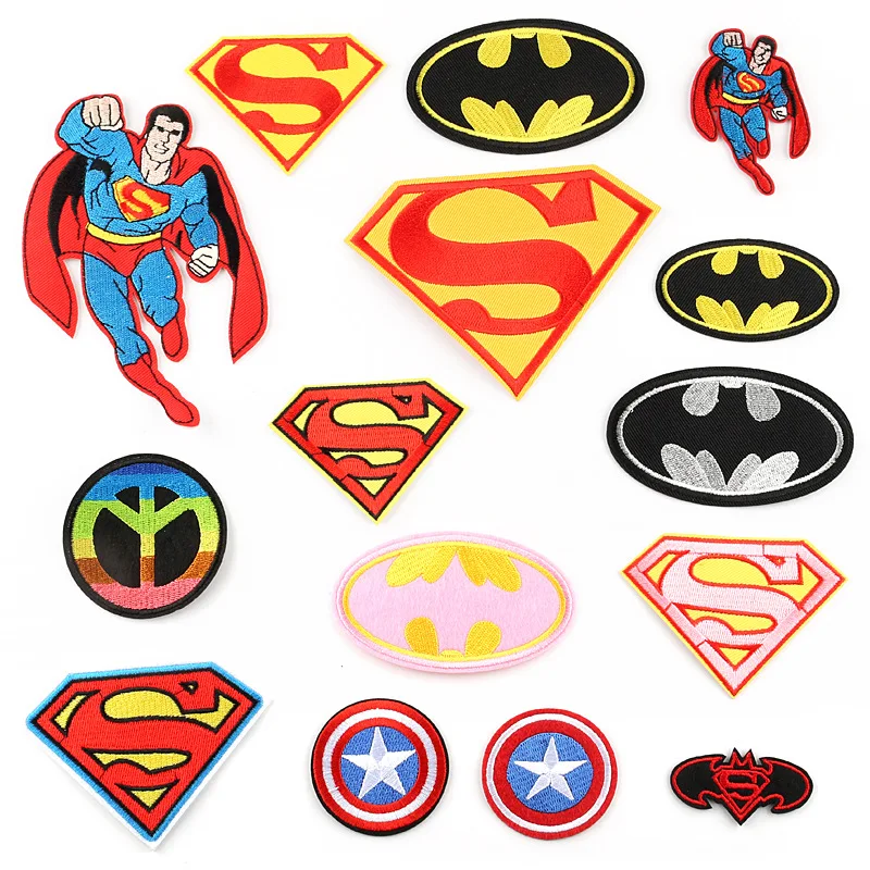 Disney Marvels Cartoon Supers-man Series Cloth Stickers DIY Kids Clothing Embroidery Applique Fusible Patches Sewing Decor Jeans