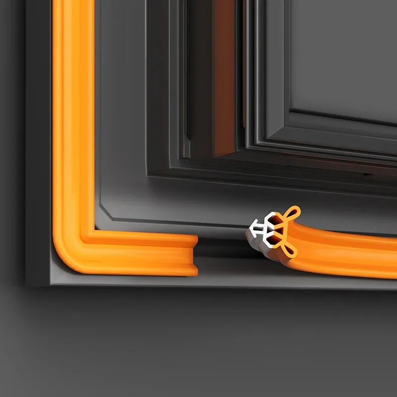 

1PC 4m/157.48inch Window Sealing Strip Card Slot Type Soft Draft Stopper Card Slot Type Multi-layer Sealing Window Weatherstripp