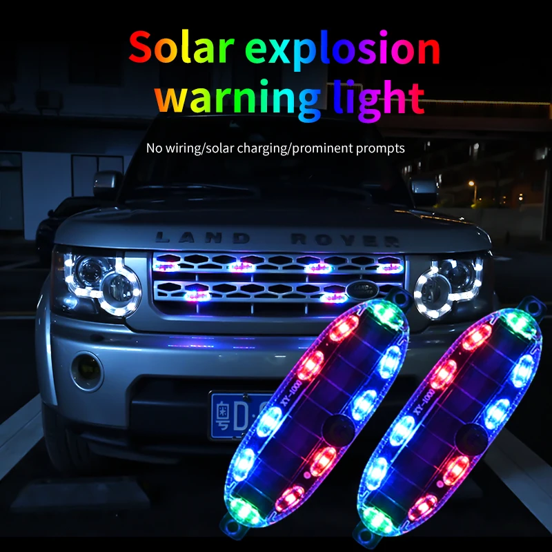 Solarbetriebene Warnleuchte für Autos und Motorräder, LED-Taschenlampe, Nacht-Warnblinkleuchte, Laufleuchte