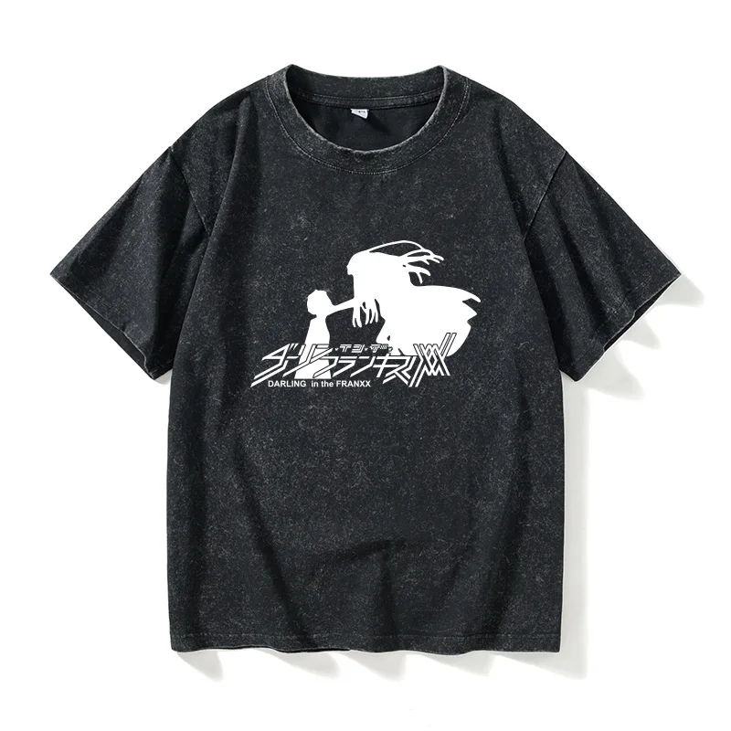 

Loose Fit ort Sve round Ne T-irt ex Summer Casual Cotton Tee ling in the Franxx Anime Print for Men And Women