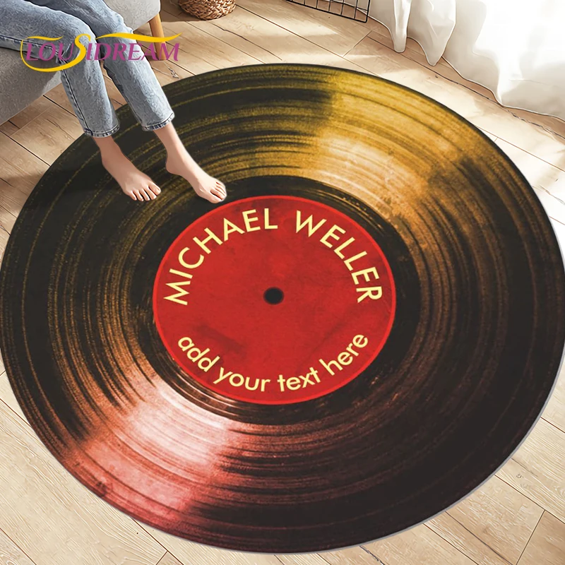 Classical Music Vinyl Record Round Rug,Carpets for Living Room Chair Decoration,Children\'s Play Crawling Soft Non-slip Floor Mat