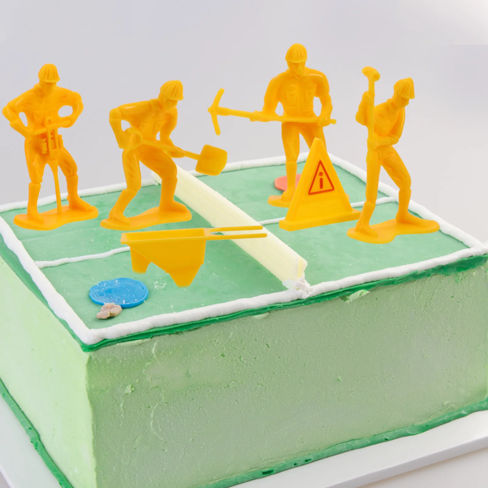 

1Set Realistic Mini Construction Worker Figures Plastic Simulation Worker Figurines Cake Decoration Sand Table Scene Layout