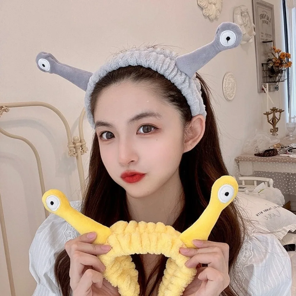 Cute Cartoon Snail Headband Fluffy Elastic Plush Hairband Flannel Non-slip Hair Hoop Student