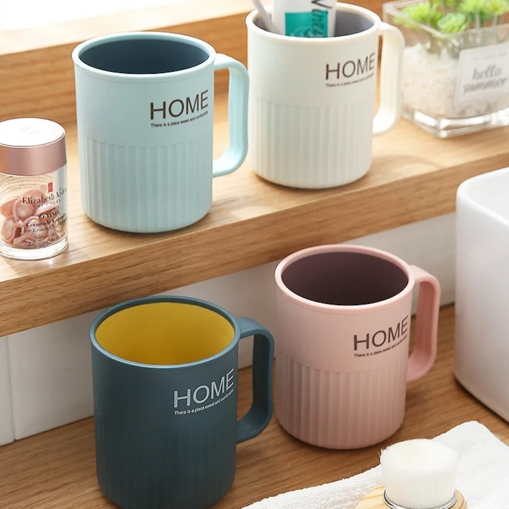 

Креативная двухцветная чашка для умывания - Домашняя чашка для зубных щеток и ополаскивателя для рта - Пластиковая ручка с утолщенной чашкой - Чашка для зубных щеток