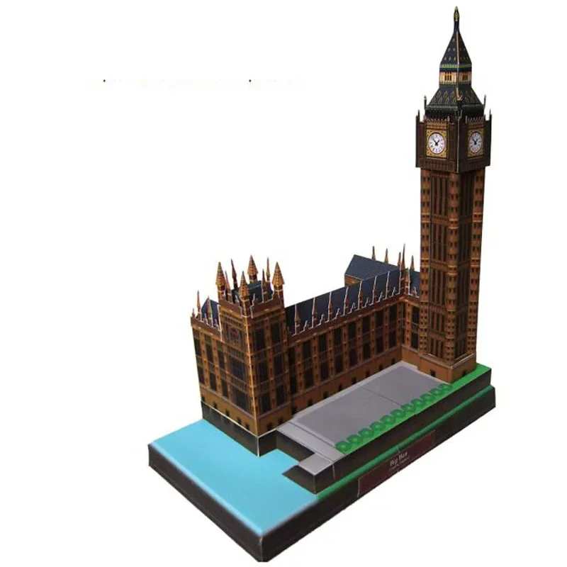 Beroemde gebouwen UK Big Ben 3D-bouwplaat Handgemaakt doe-het-zelf speelgoed