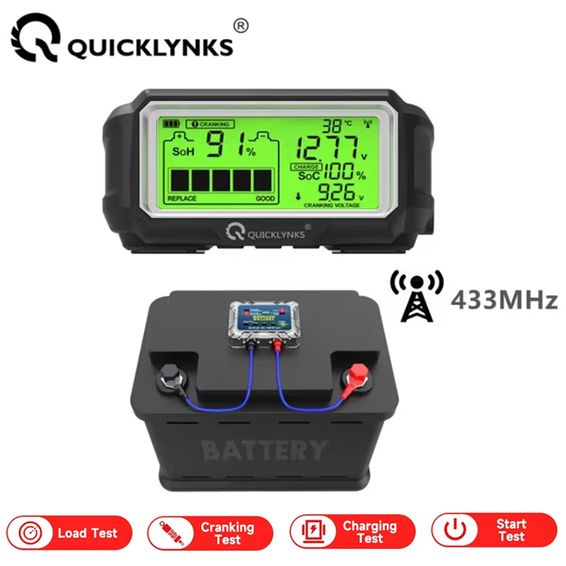 QUICKLYNKS BM5-D 12V LED Battery Tester Monitor Head Up Display Professional Battery Health Tester Analyzer Charging Tester Tool