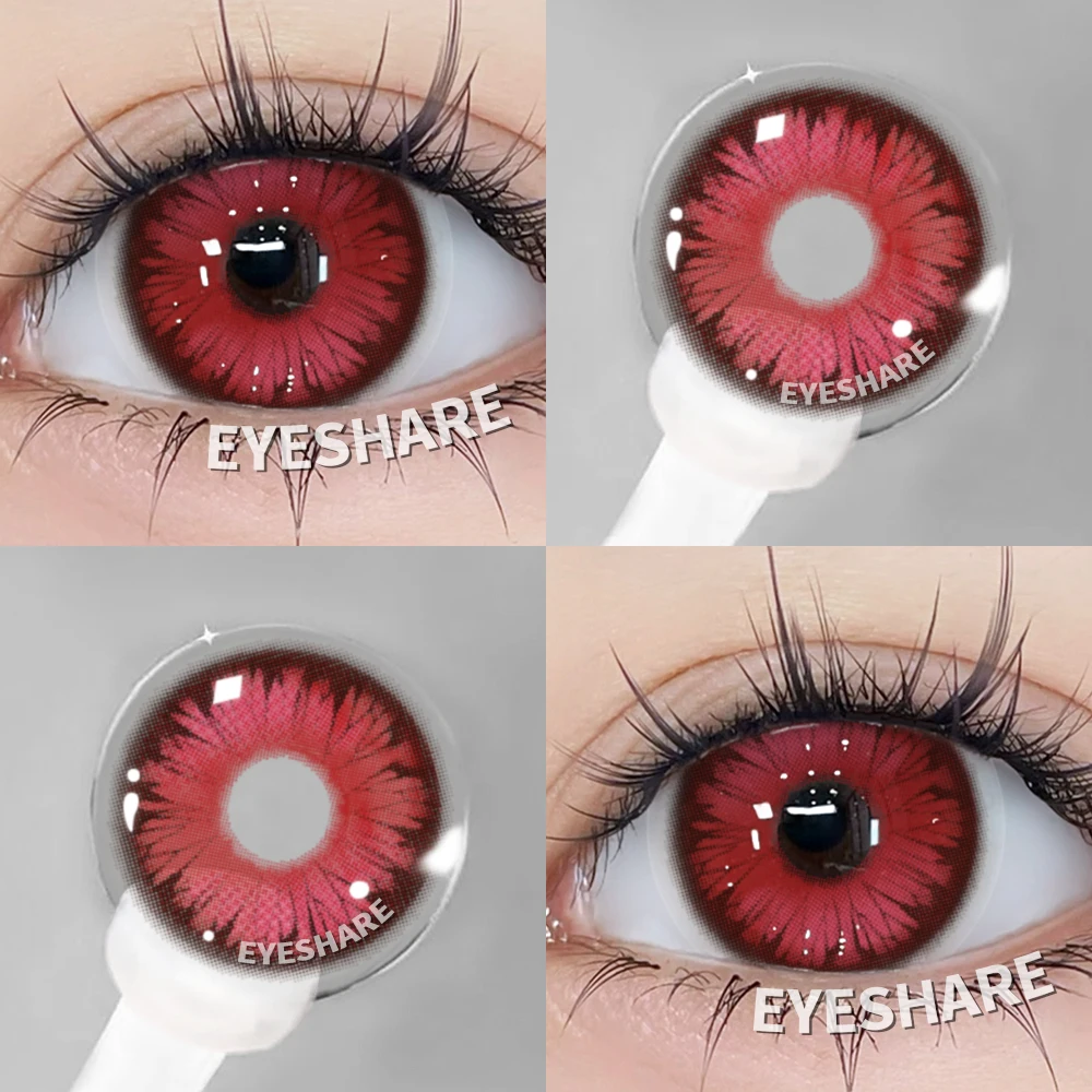 EYESHARE 1 Paar modische farbige Kontaktlinsen für Augen, lila Farbkontakte, rote Linsen, rosa, weiche Linsen, Schönheits-Make-up, jährlich
