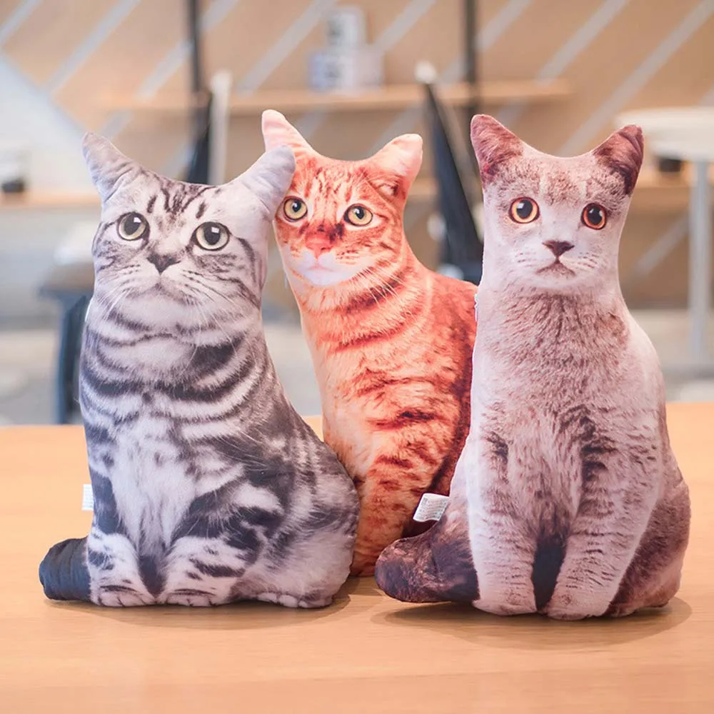 3D Cat Figures Throw Pillow for Kids, Simulação Suave, Cat Shape Cushion, Decoração do Sofá, Brinquedos de pelúcia dos desenhos animados, Amigos Presentes