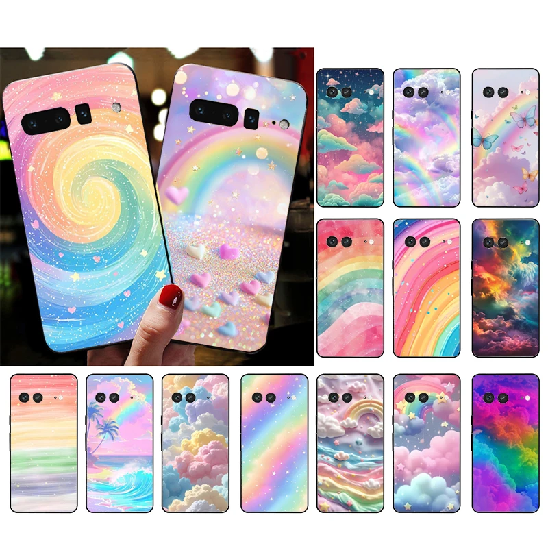 

Phone Case For Google Pixel 10 9 Pro XL 9A 8 7 6 Pro Pixel 8A 7A 6A Pixel 8 7 6 5 Rainbow clouds Case
