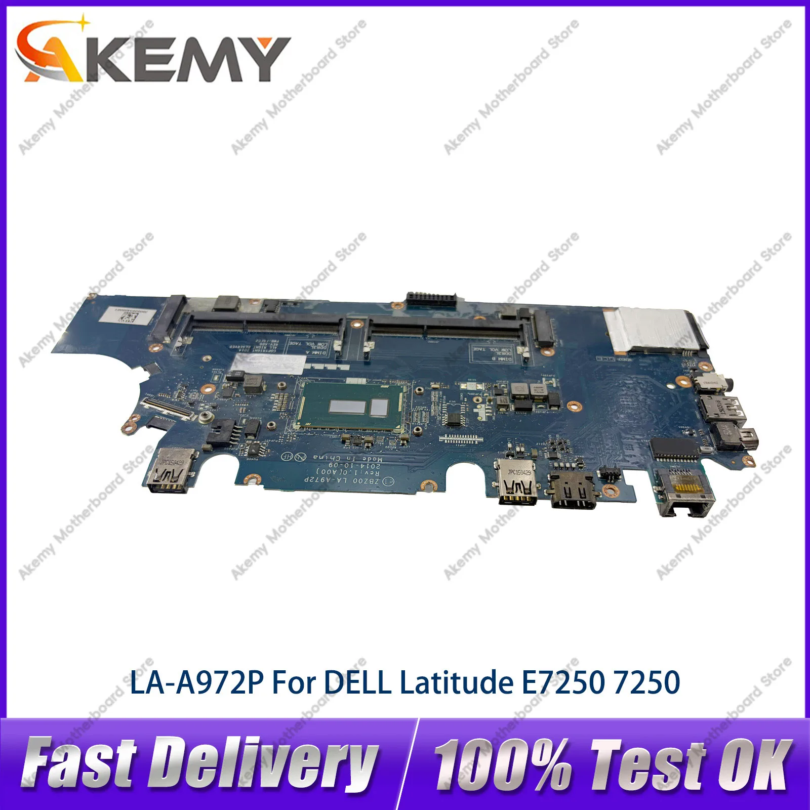 For DELL Latitude 7250 E7250 Notebook Mainboard LA-A972P 0TPHC4 0G9CNK 02PVP8 0F9HCX 100% Fully Tested