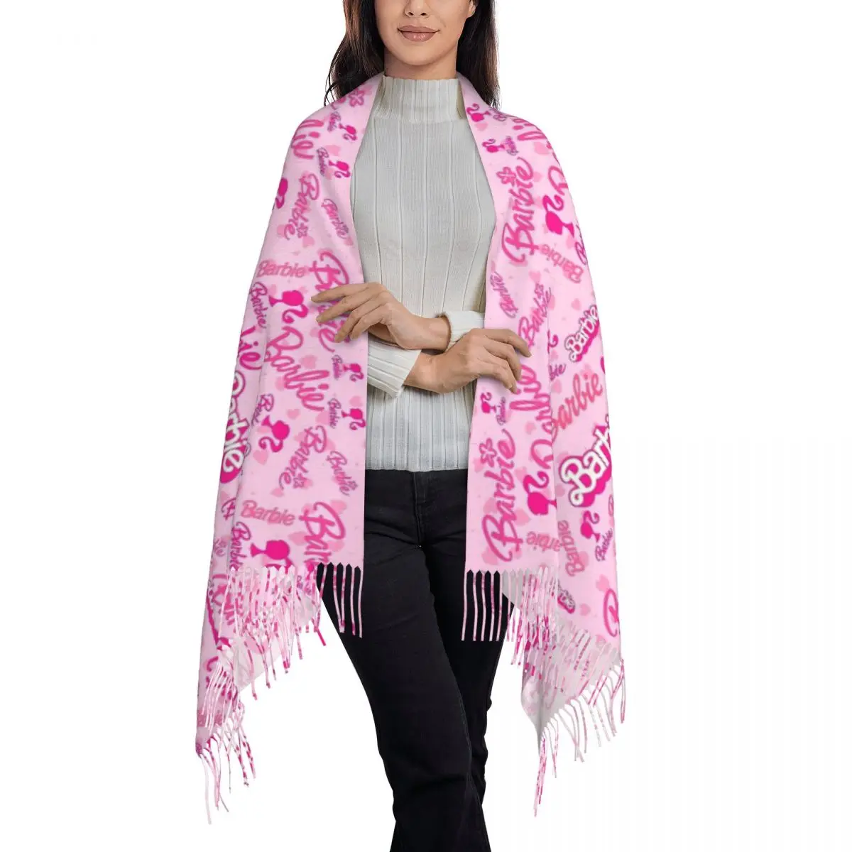 Individuell bedruckte niedliche Barbie Schal Männer Frauen Winter warme Schals Schals Wraps