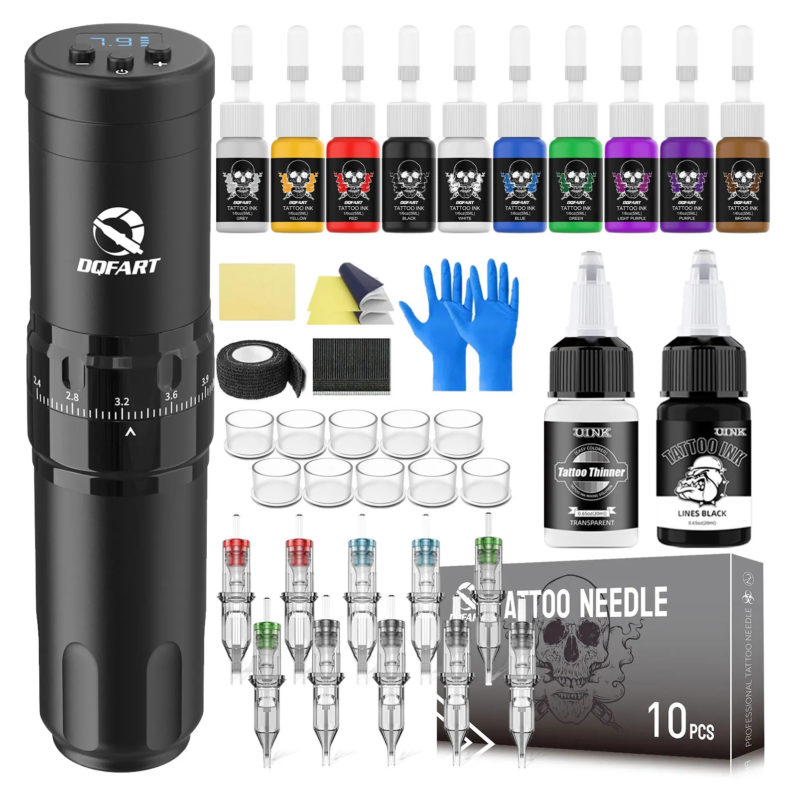 

Набор для татуировки DQFART, новый регулируемый набор ручек для татуировки для макияжа тела, набор тату-машин для горячей продажи, беспроводной набор тату-пистолетов