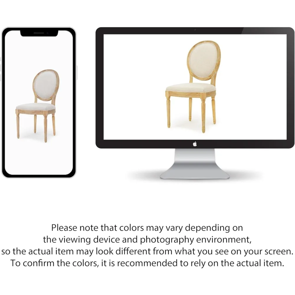 كرسي طعام Phinnaeus مصنوع من قماش البوليستر والبيج (مجموعة من 2)، طقم مكون من قطعتين