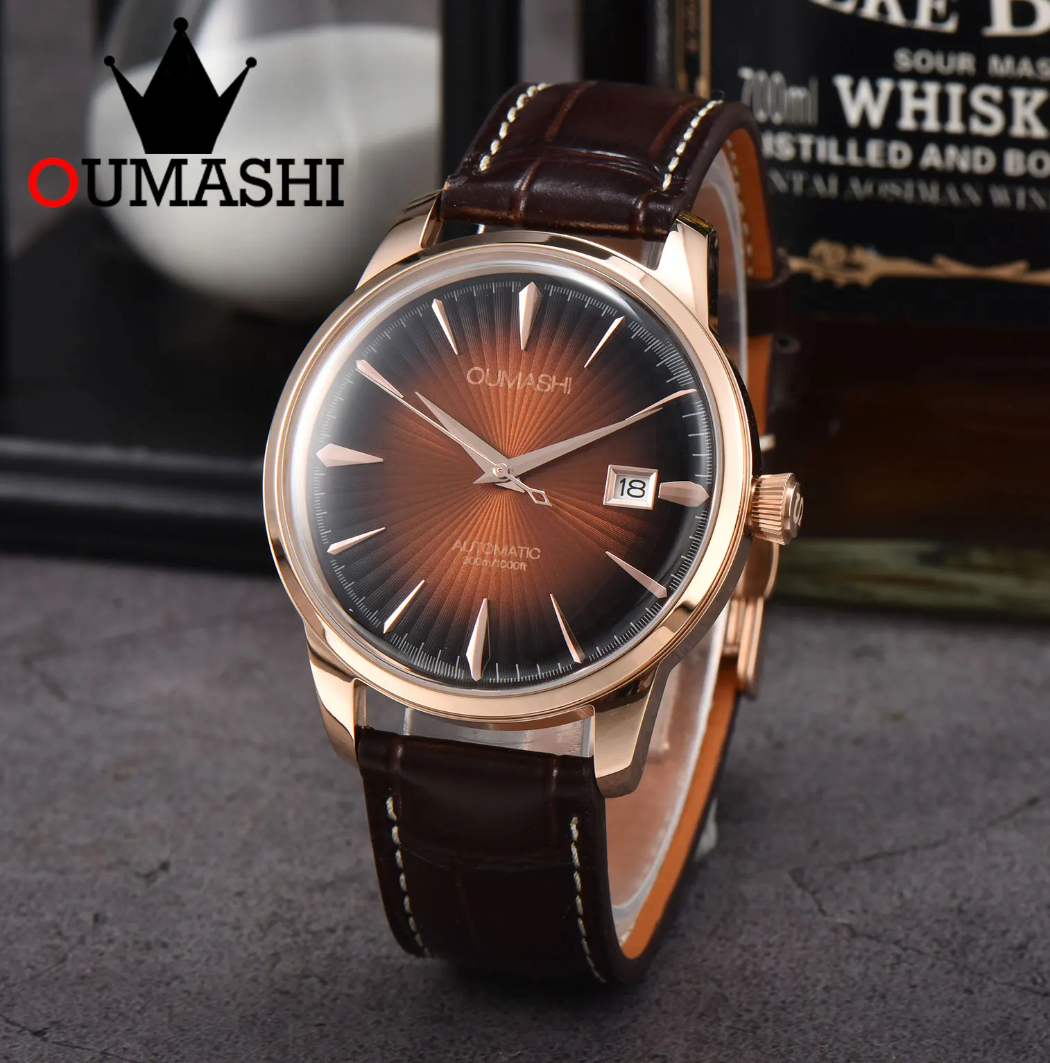 

OUMASHI-40mm Men's Cocktail Automatic NH Watch 35 Sapphire Glass 10bar waterproof leather strap Men's luxury watch