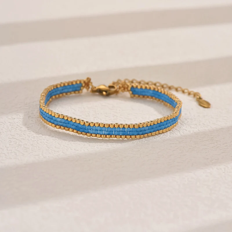 BLUESTAR New Design Multilayer Weave Bracelets For Women Miyuki Beads Adjustable Stainless Steel Chain Bracelet Charm Jewelry