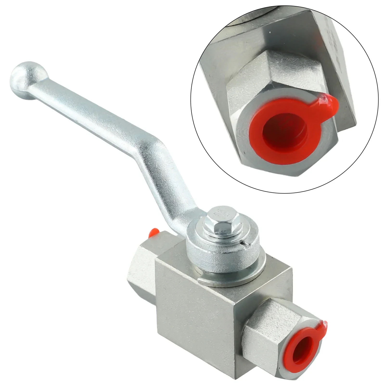 1pc 2-Way 500 Bar Carbon Steel High Pressure Hydraulic Ball Valve Gas Oil Water NPT Female Thread Hydraulic Valve Tool - 1/4