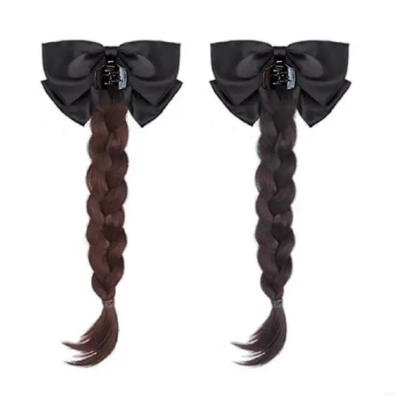 573B Girls Braided Hairband Hair Extensions Ponytail for Cosplay Wear Photography Braided Hairpiece for Coser