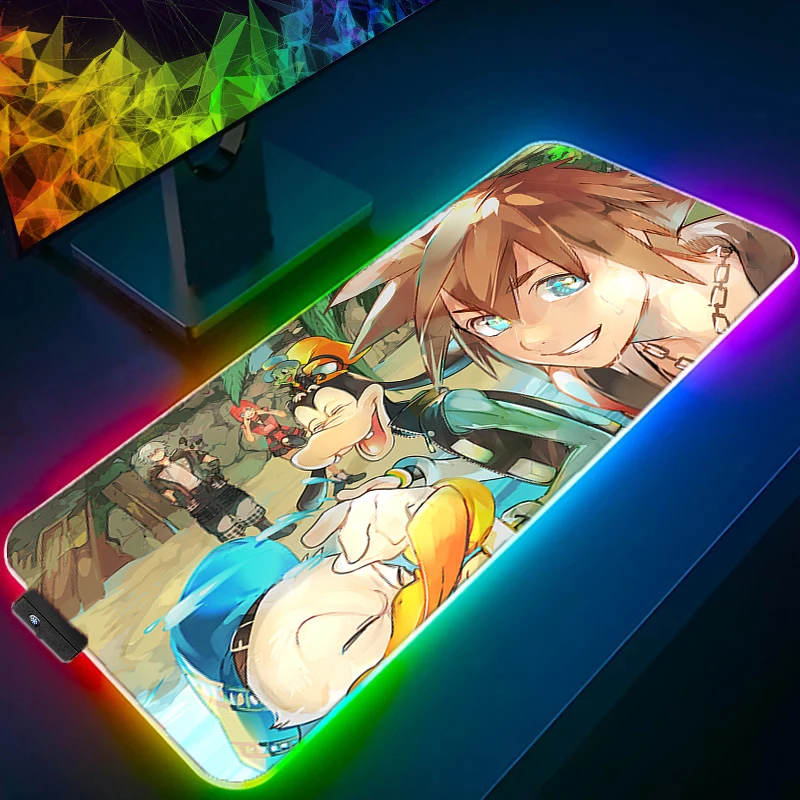 RGB LED Portable Mouse Pad Office PC Gaming Non-slip Desk Mat K-kingdom H-hearts Computer Keyboard Pad Desk Mats Mousepad