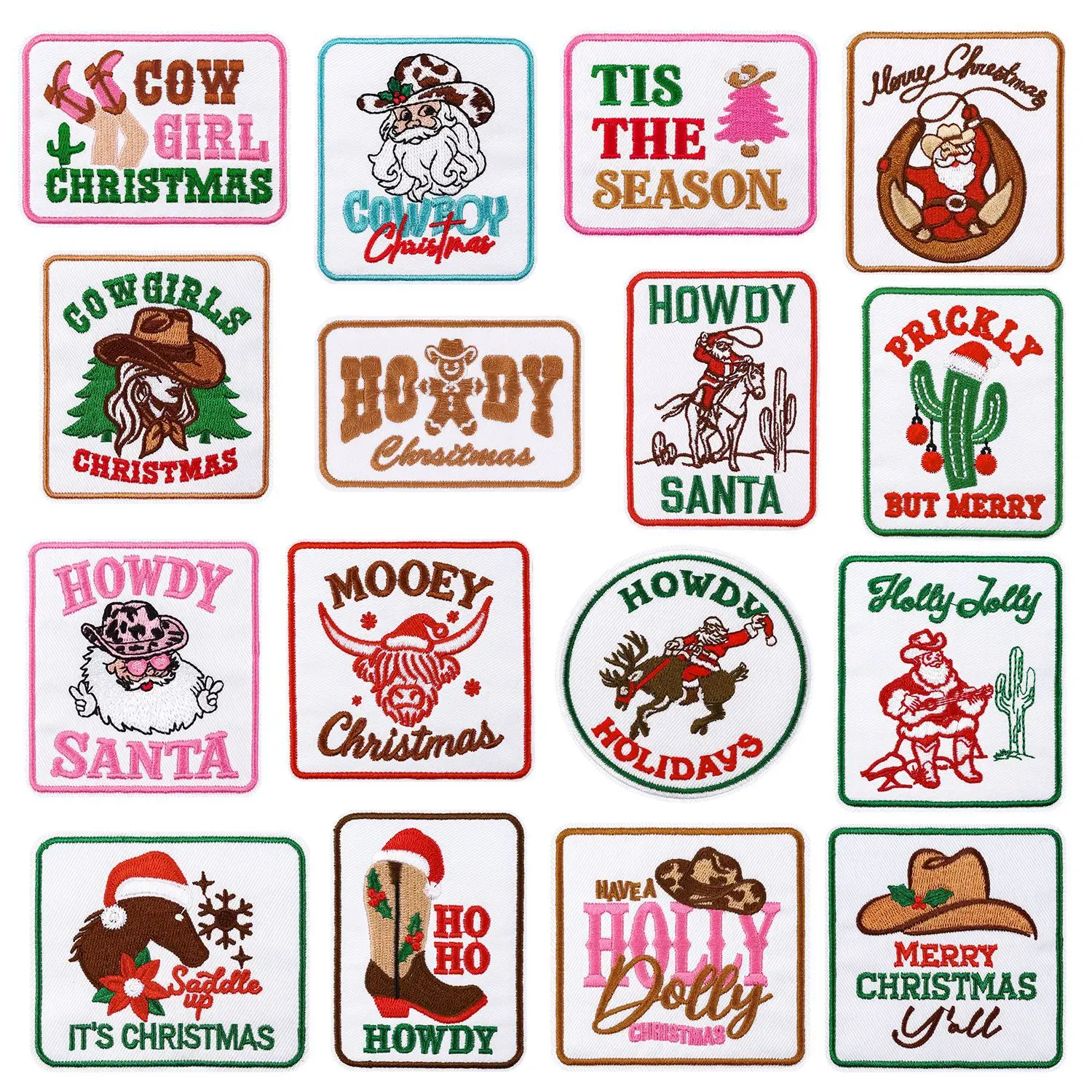 Embroidery Xmas - Christmas Western Letter Embroidery Patch Merry