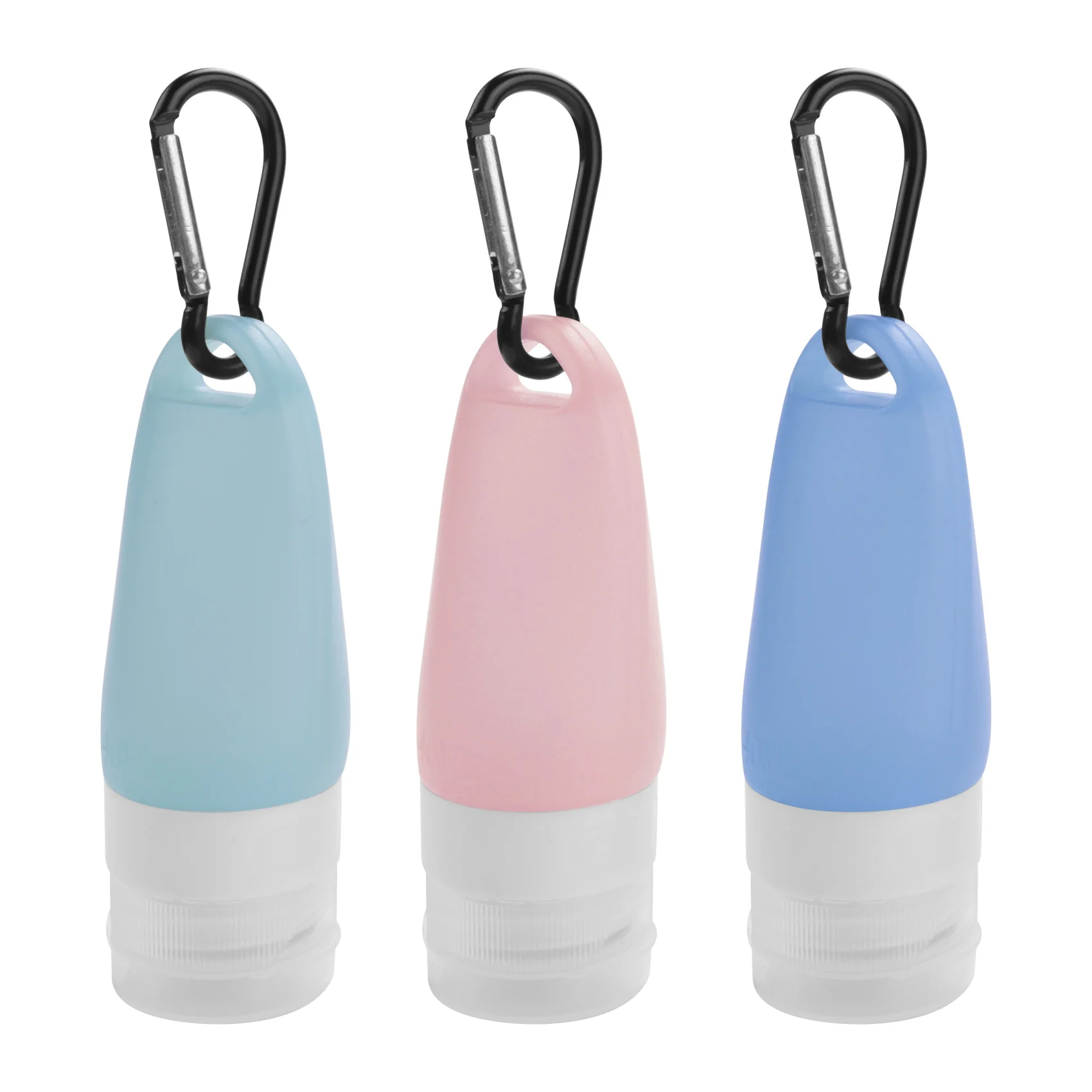 3 Pcs Silicone Travel Bottles Leak Proof Squeezable Travel Tubes with Keychain Refillable Containers for Shampoo Lotion