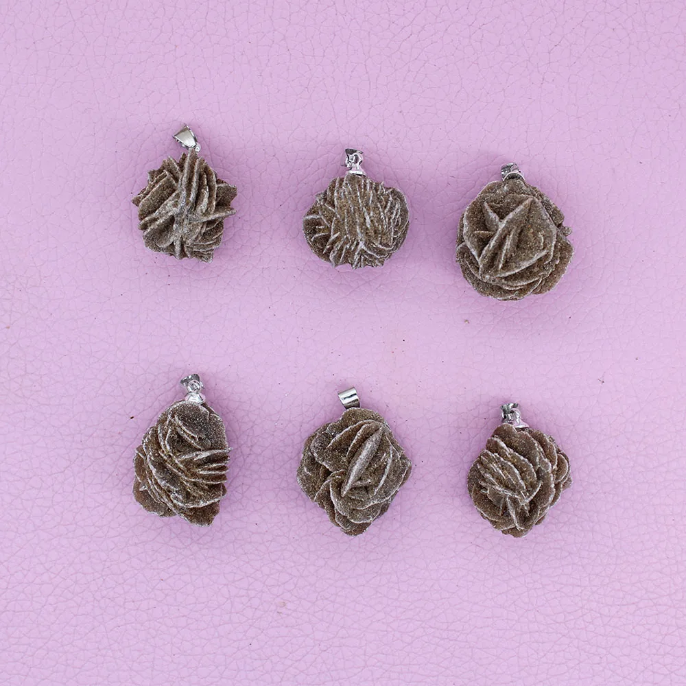 Natural Stone Carved Desert Rose Pendant Round Drop Shape Jewelry Making DIY Earrings Necklace Accessories Size 18x22mm