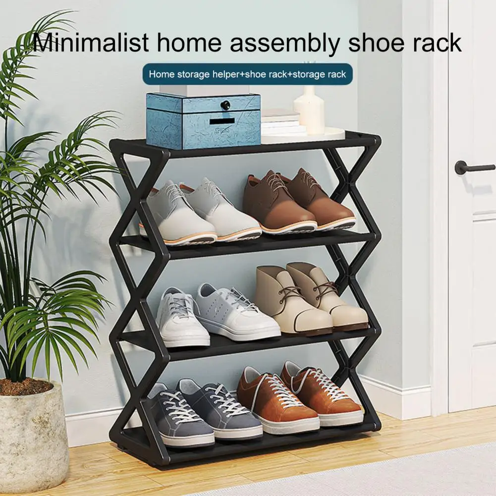 4 Tiers Plastic Shoe Storage Rack Detachable Structure Closet Entryway Shoe Shelf Bedroom Organizer Free Standing Shoe Holder