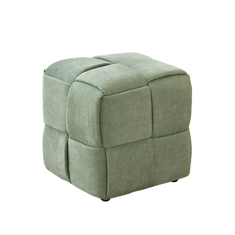 Modern simple Internet celebrity small stool home fabric stool corduroy twist stool cream wind beige