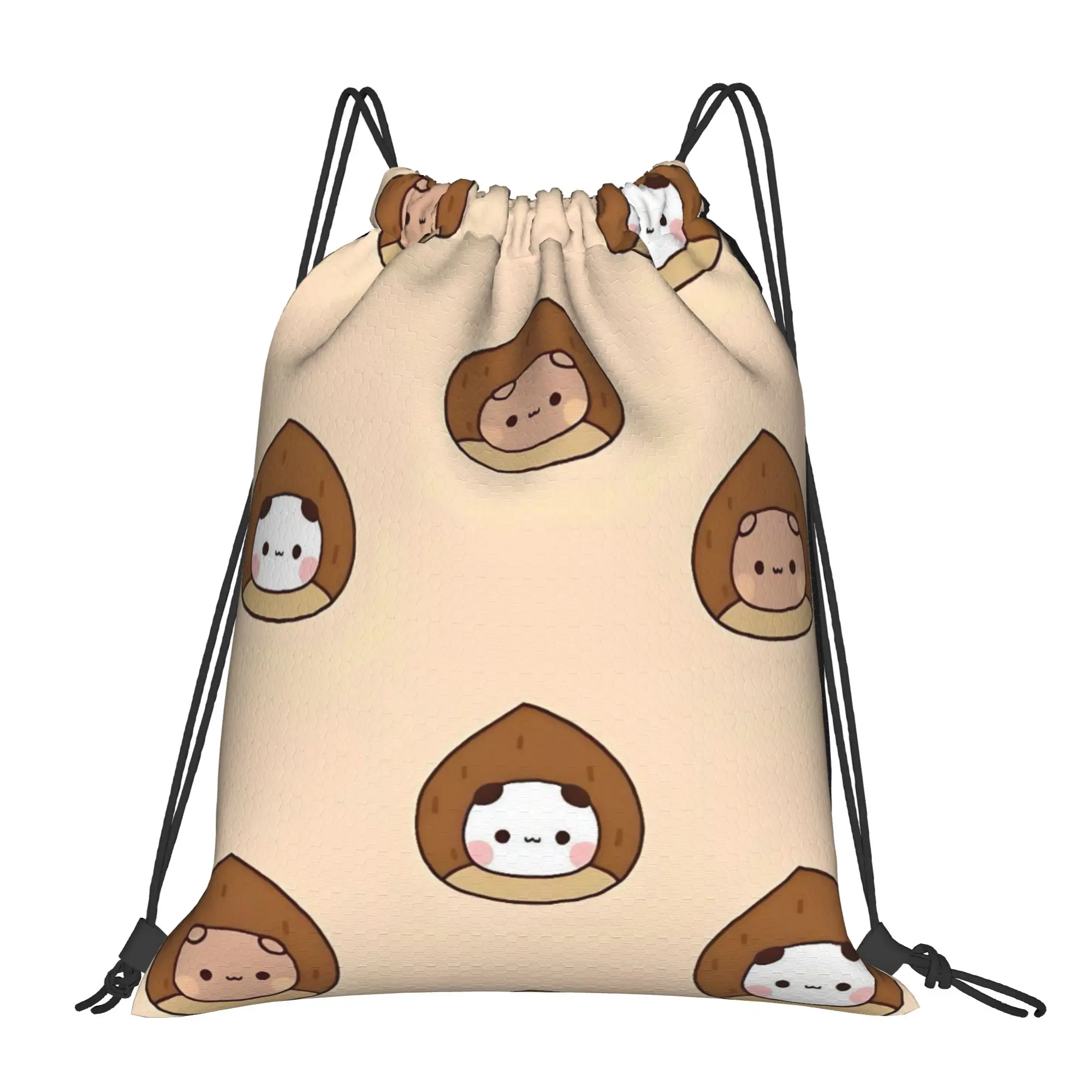 

Cartoon Panda Bubu Dudu Drawstring Backpack Gym Sports Sackpack Water Resistant String Bags for Working Out