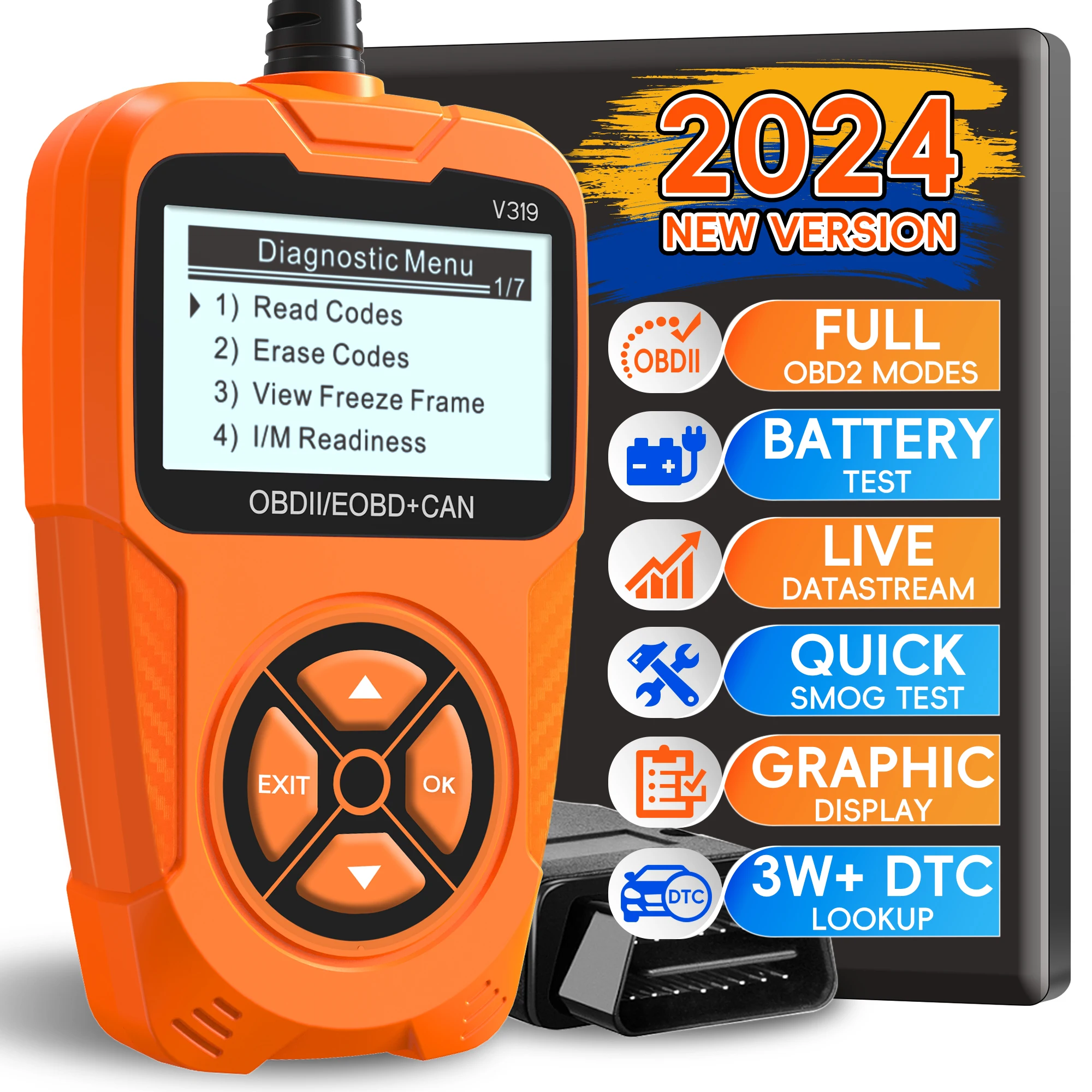 OBD2 Scanner Car Scan Check Engine Diagnostic Tool Fault Automotive CAN/OBDII/EOBD Code Reader for OBDII Protocol Cars