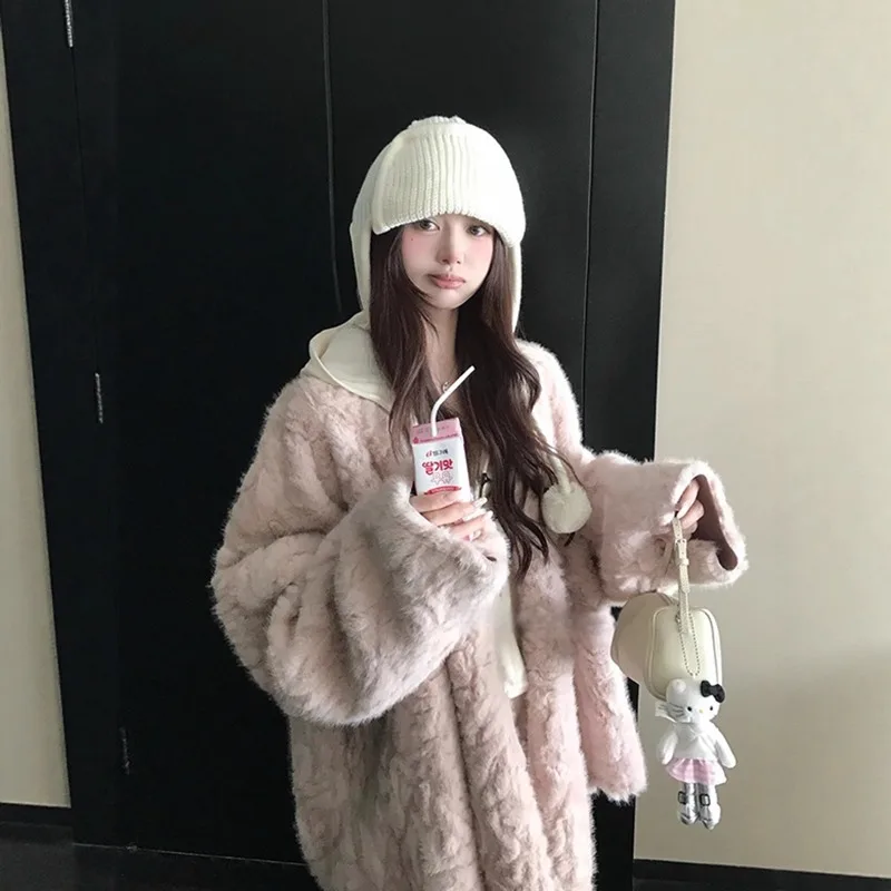 

Shpmishal 2025 новое экологически чистое меховое цельное толстое пальто с непринужденным силуэтом для женской одежды