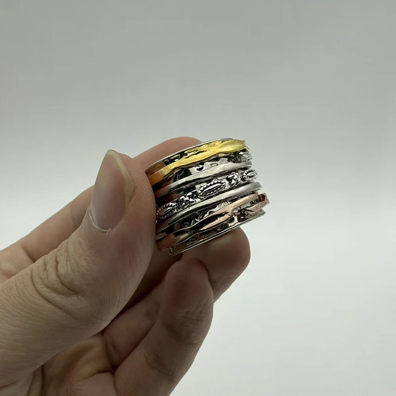 ANTIQUE DESIGN Meditation Statement Spinner Ring Jewelry