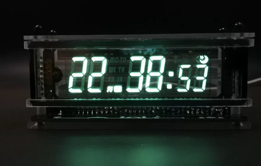 Electronic digital desk clock, calendar, VFD screen alarm clock, fluorescent digital font, self luminous night light, creative