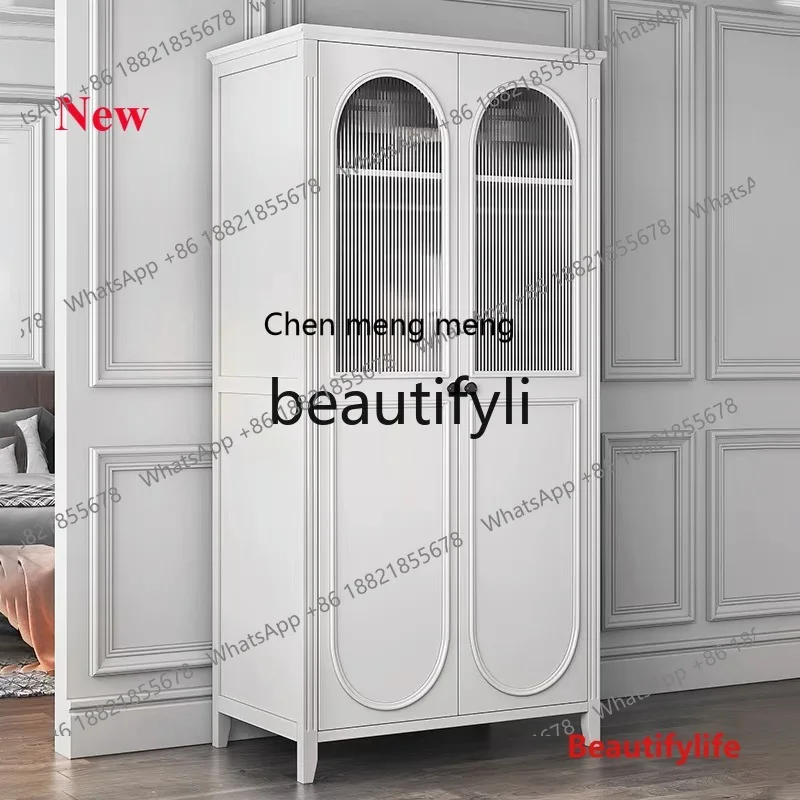 

cn8350 ss Американский стиль из массива дерева цвета слоновой кости, белое стекло с двойной дверью, французский ретро потертый шкаф для спальни, полный шкаф из массива дерева